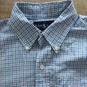 Ralph Lauren Light Blue & White Plaid Button-Down Shirt
